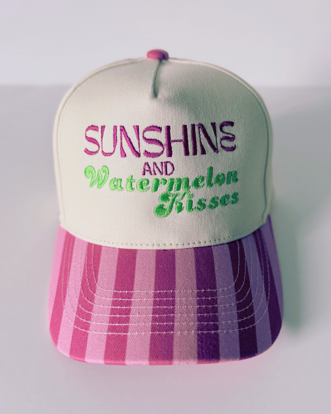 Sunshine and Watermelon Kisses Baseball Hat, Pink Summer Snapback