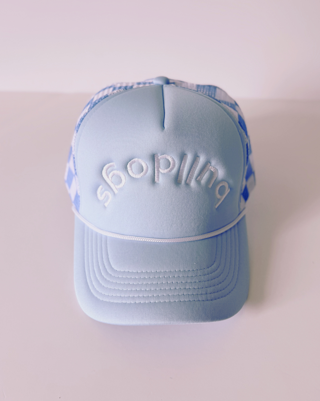 Upside-down, Backwards Bulldogs Trucker Hat, Blue and White Snapback
