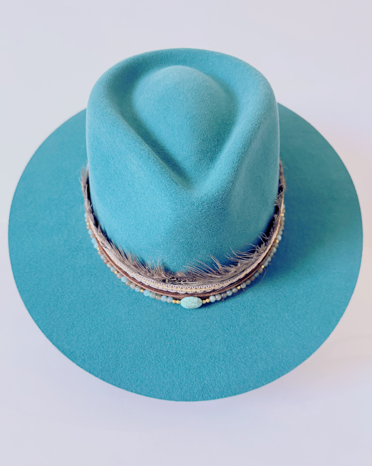 100% Wool Turquoise Western Rancher Hat