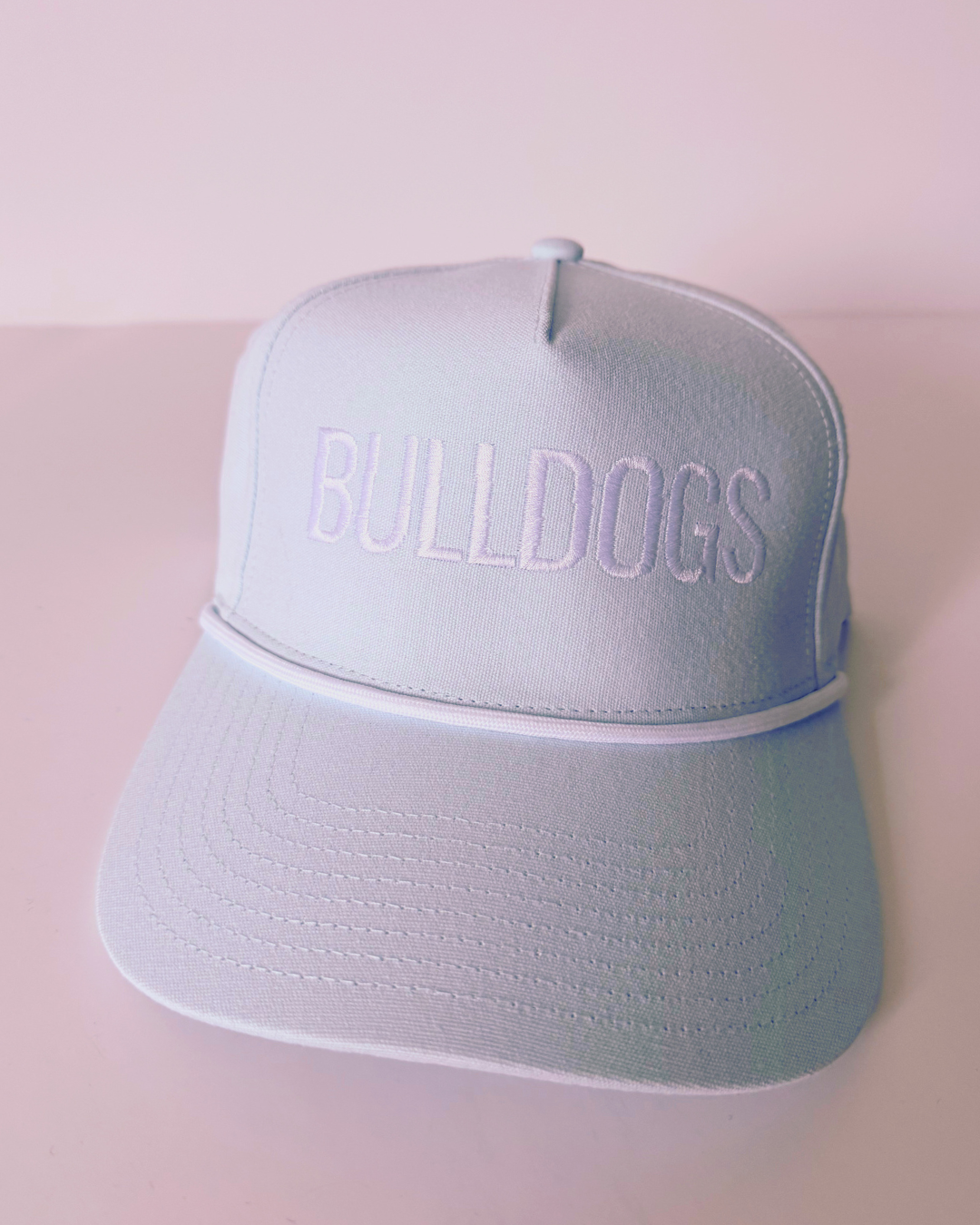 Bulldogs Baseball Hat, Light Blue and White Snapback