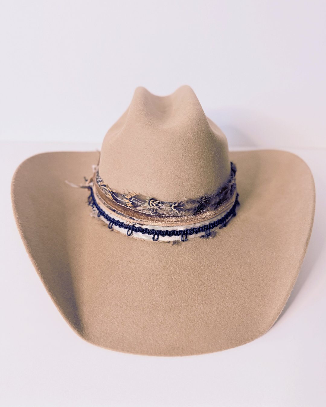 Safari Brown 100% Wool Felt Western Hat with Feather Band