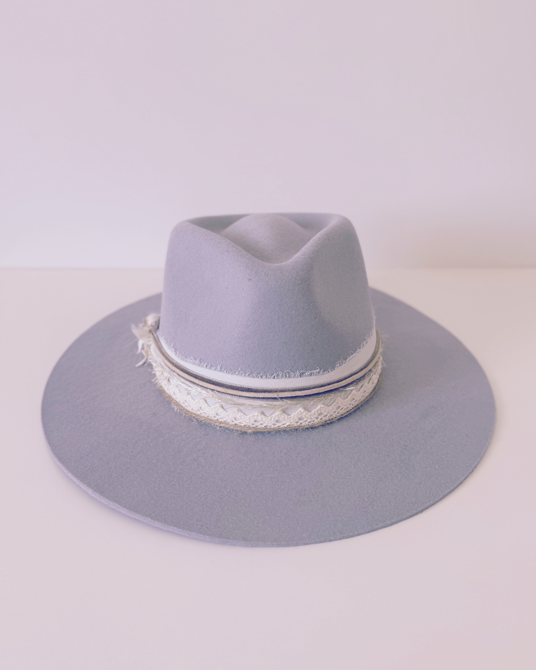 Ice Blue Grey 100% Wool Rancher Hat