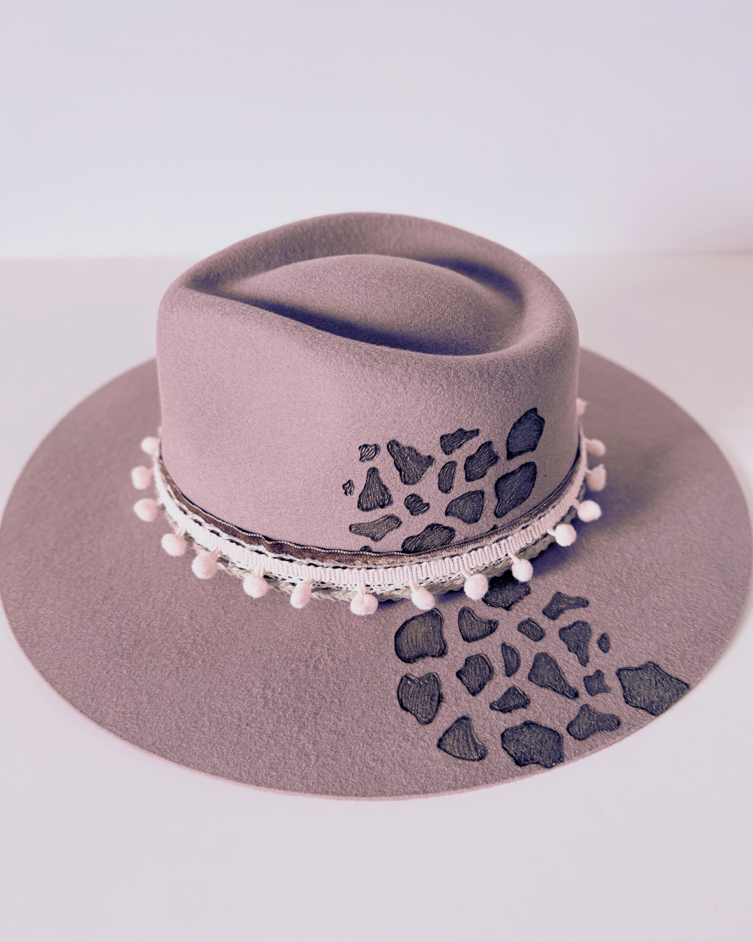 Fawn Brown Western Hat, 100% Wool, Leopard Burned Detailing