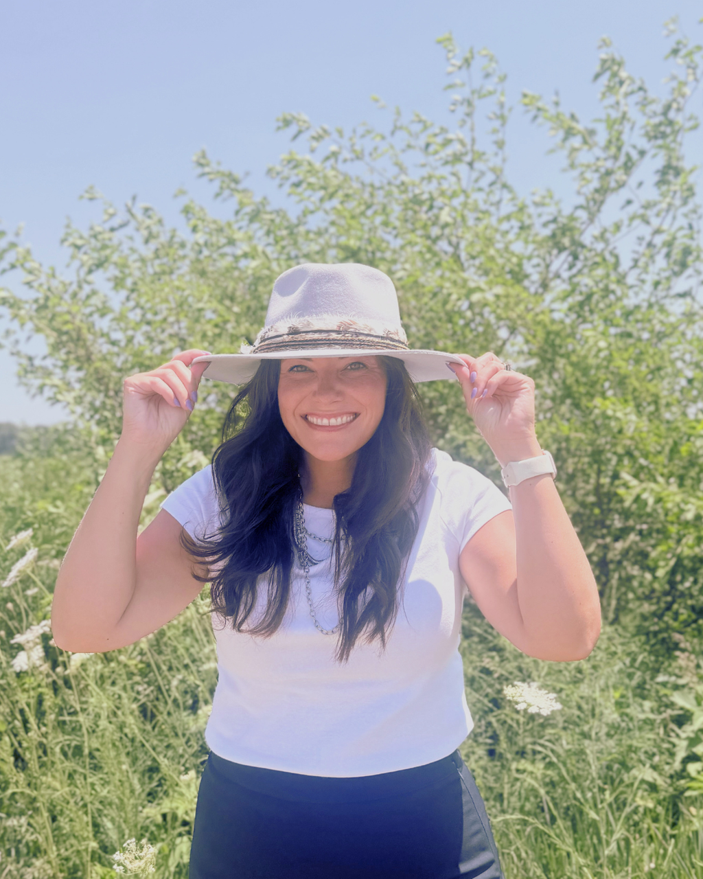 Grey/Lavender 100% Wool Rancher Hat with Feather & Horsehair Band