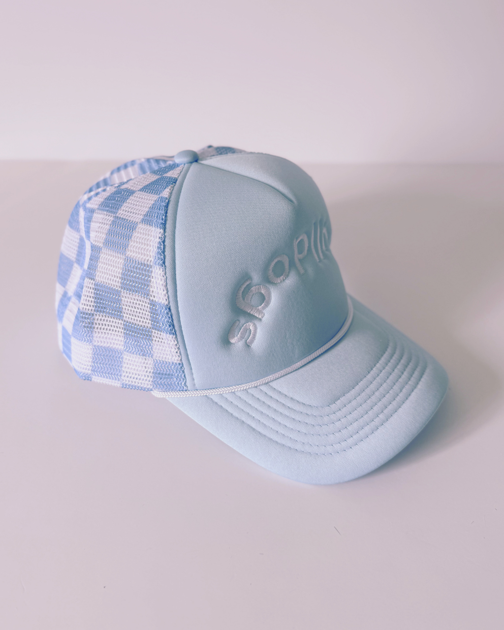 Upside-down, Backwards Bulldogs Trucker Hat, Blue and White Snapback