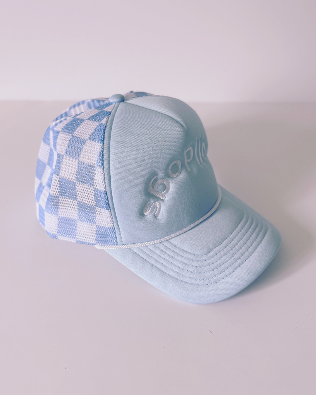 Upside-down, Backwards Bulldogs Trucker Hat, Blue and White Snapback