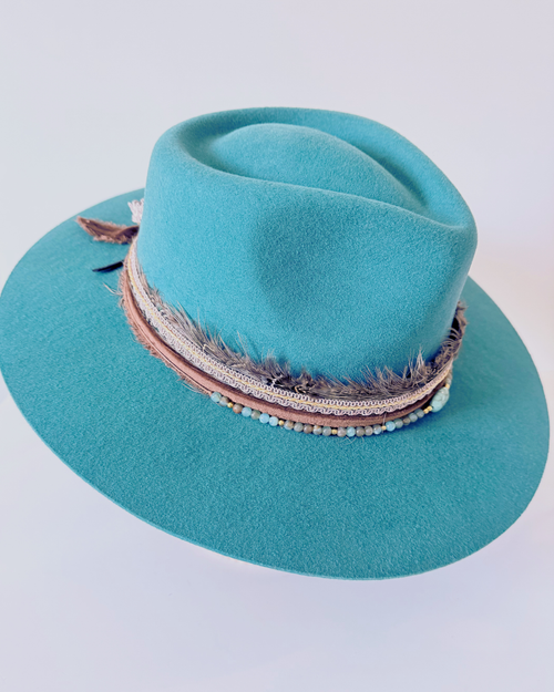 100% Wool Turquoise Western Rancher Hat