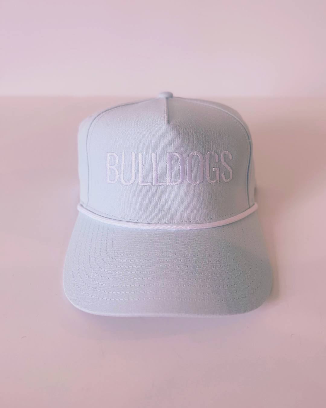 Bulldogs Baseball Hat, Light Blue and White Snapback