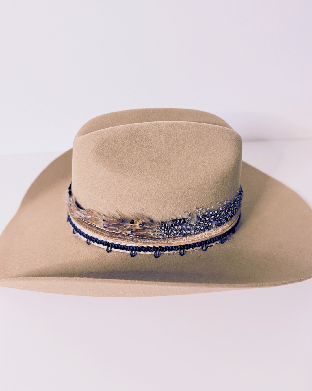 Safari Brown 100% Wool Felt Western Hat with Feather Band