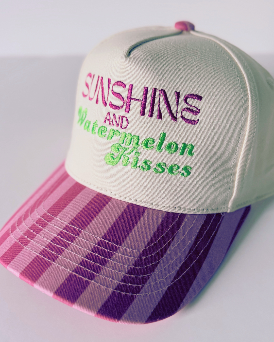 Sunshine and Watermelon Kisses Baseball Hat, Pink Summer Snapback