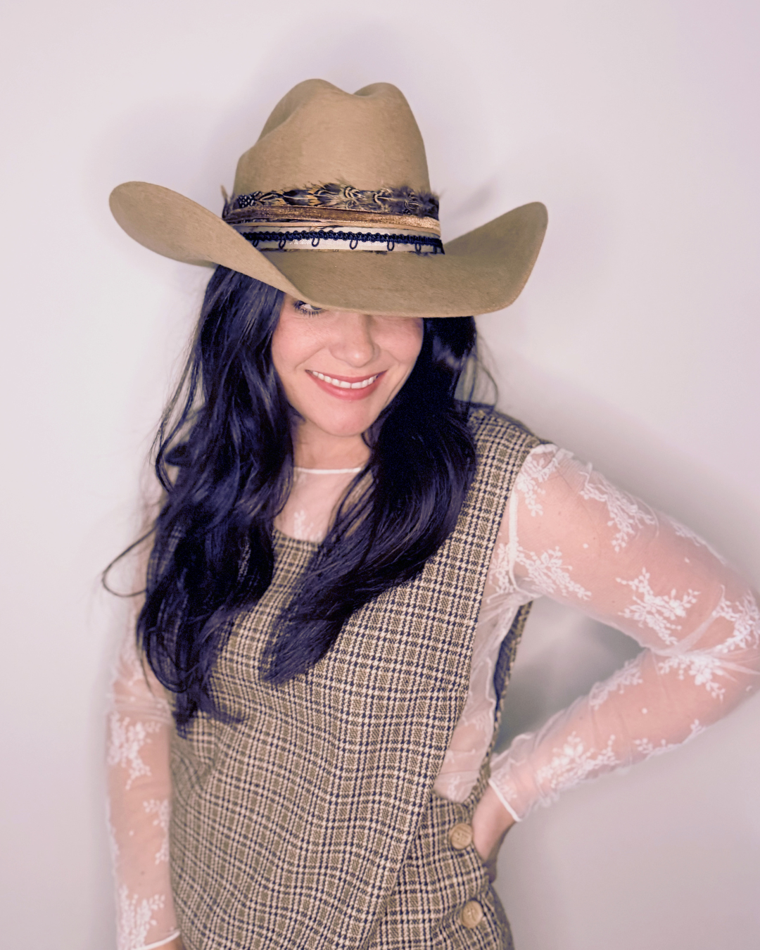 Safari Brown 100% Wool Felt Western Hat with Feather Band