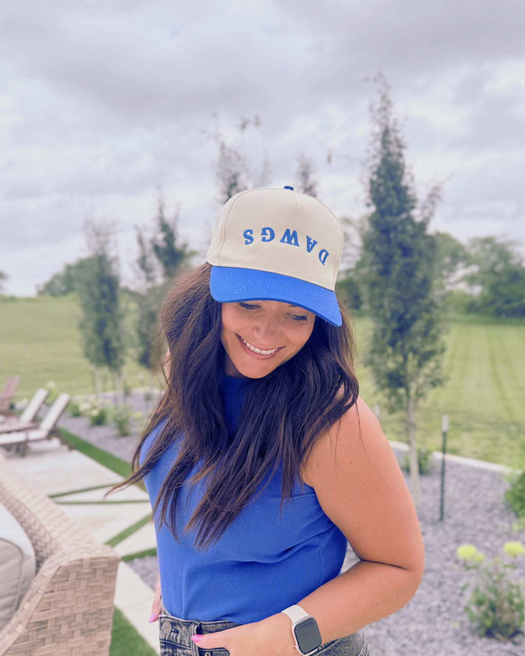 Dawgs Embroidered Baseball Hat, Royal Blue Snapback