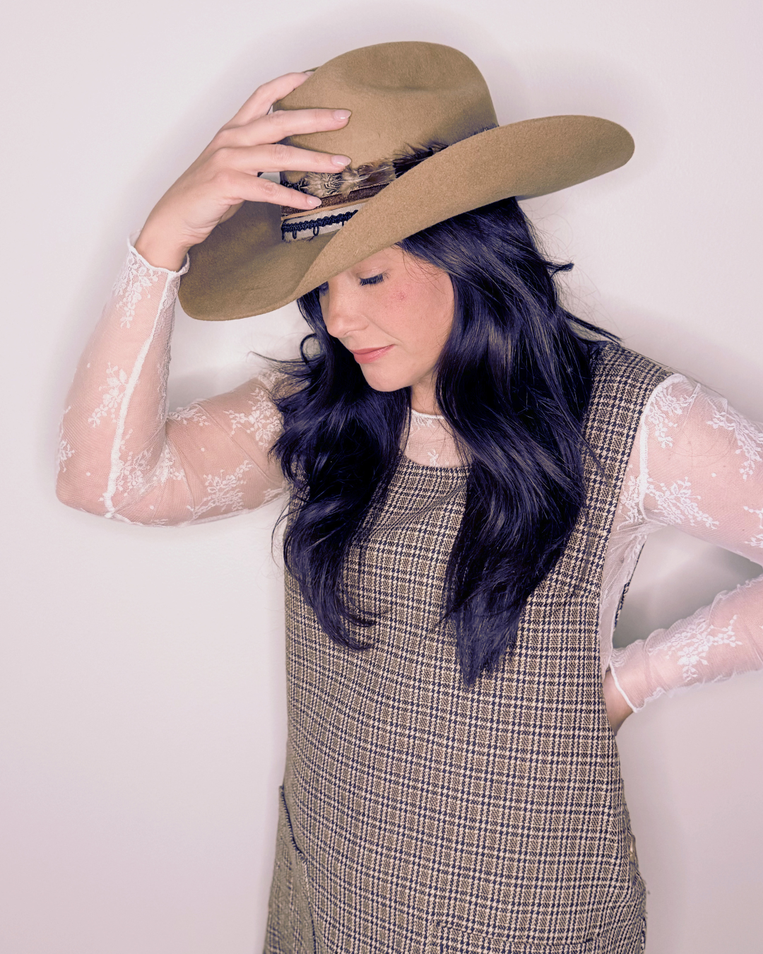 Safari Brown 100% Wool Felt Western Hat with Feather Band