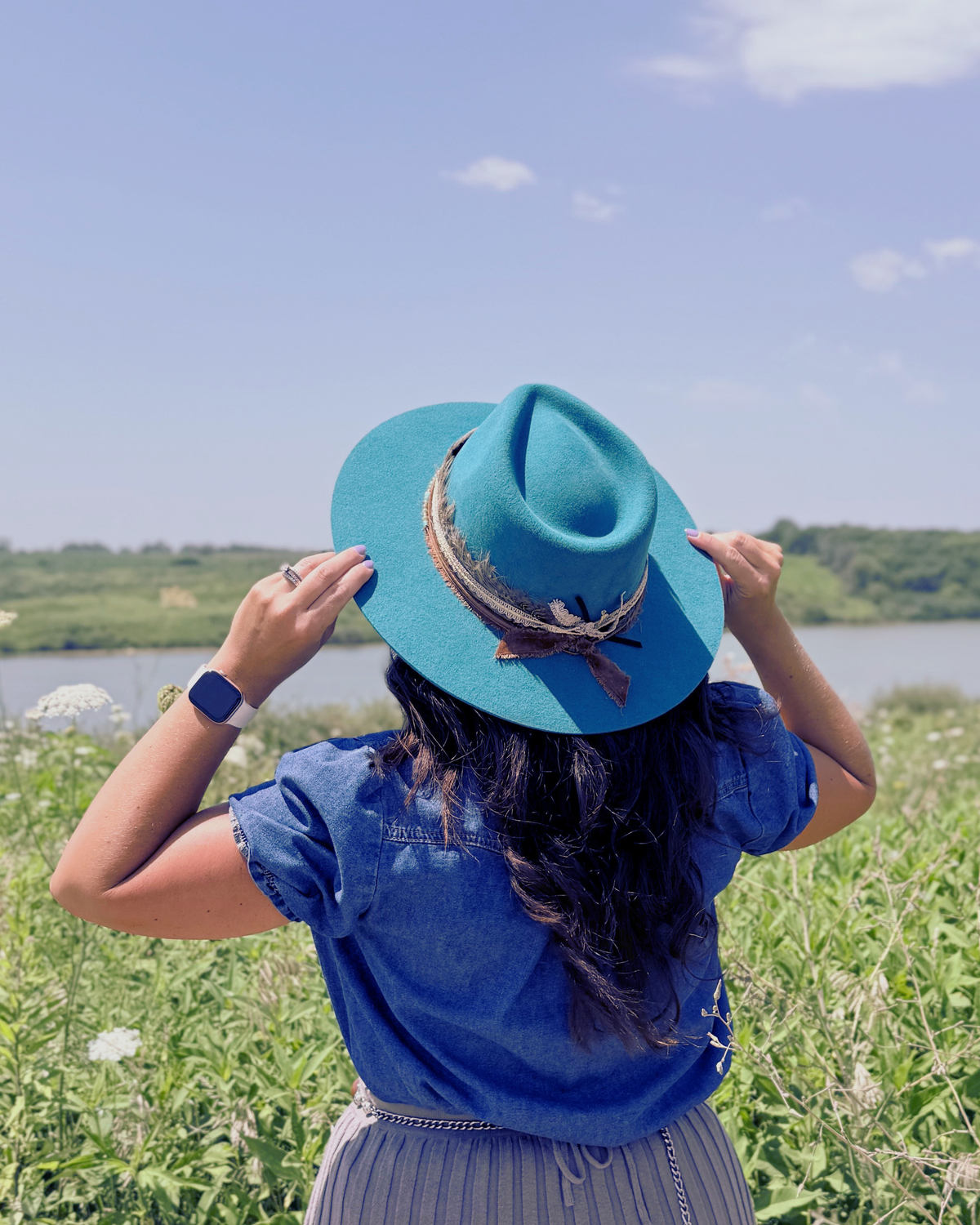 100% Wool Turquoise Western Rancher Hat
