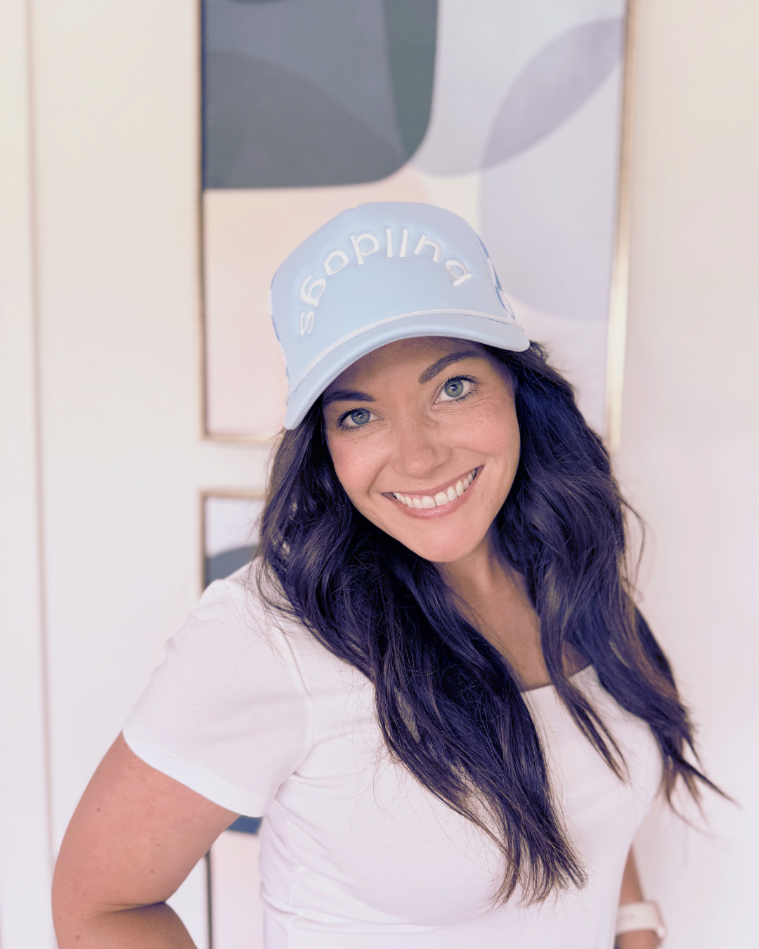 Upside-down, Backwards Bulldogs Trucker Hat, Blue and White Snapback