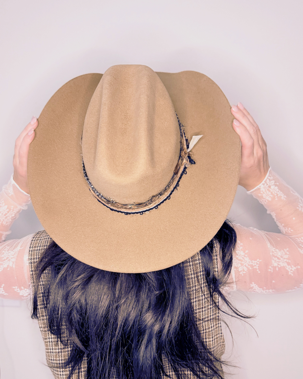Safari Brown 100% Wool Felt Western Hat with Feather Band