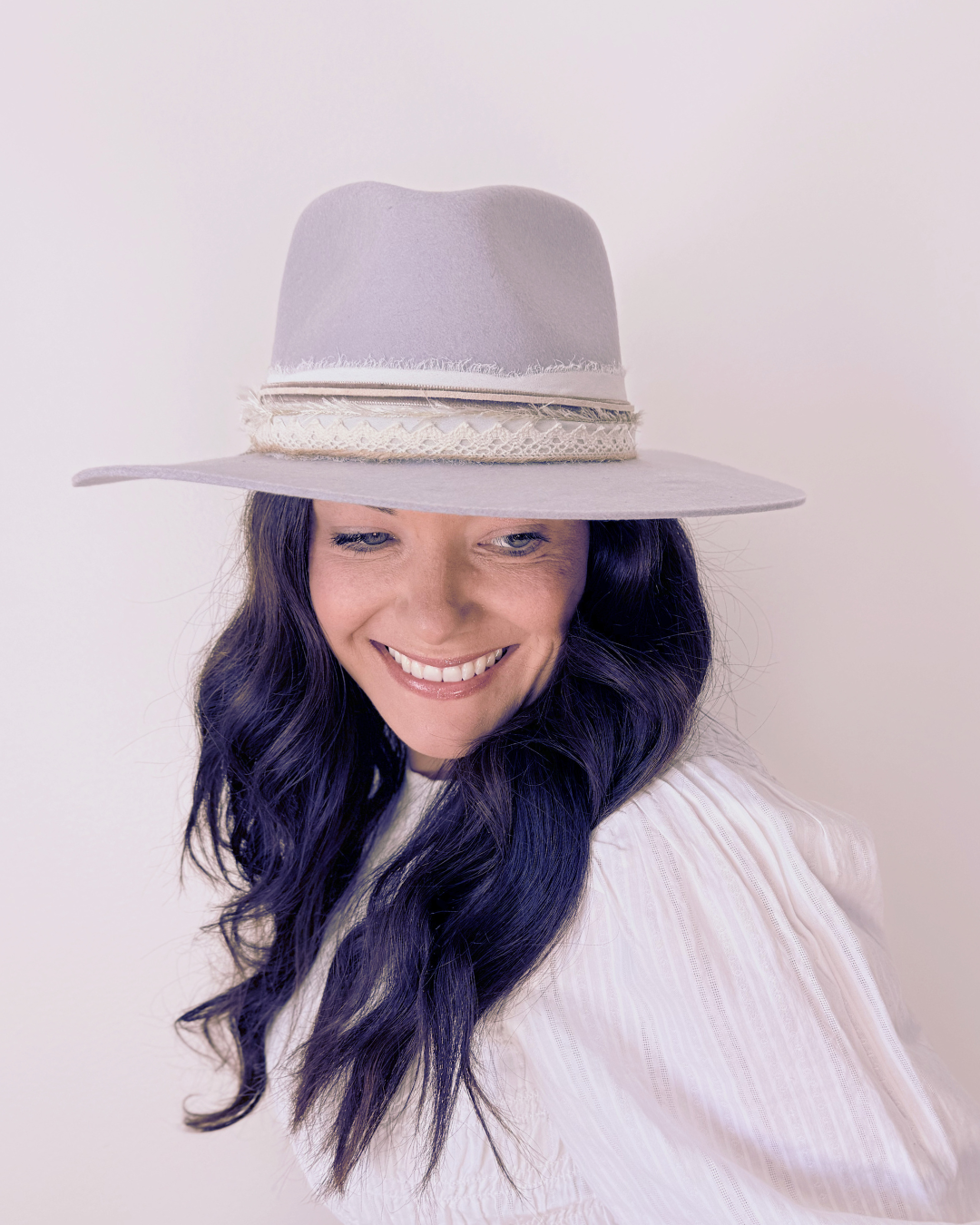 Ice Blue Grey 100% Wool Rancher Hat