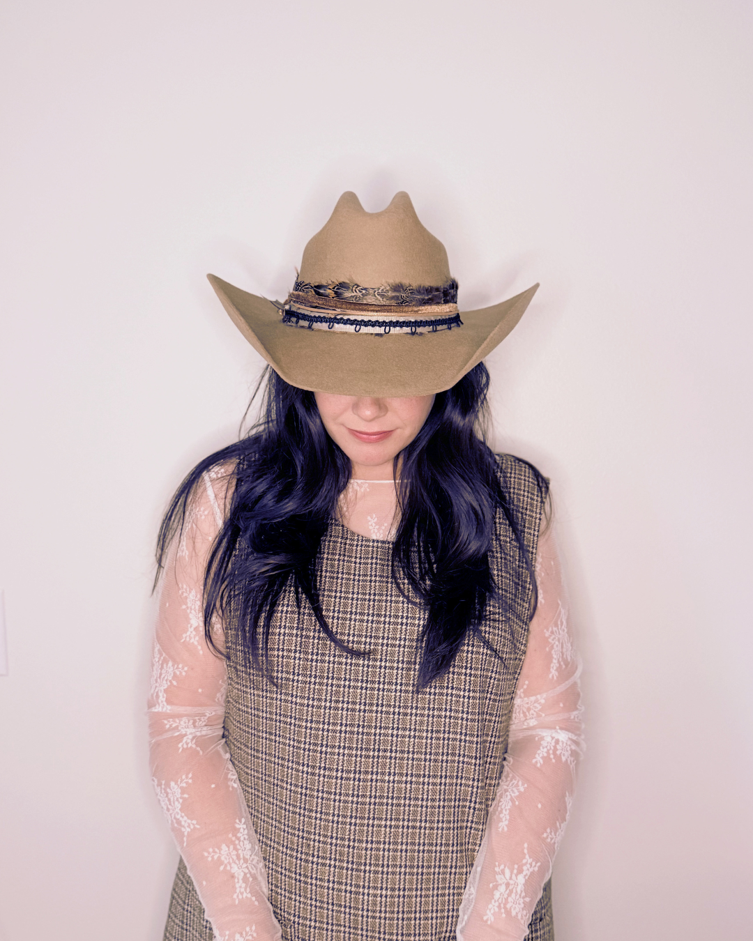 Safari Brown 100% Wool Felt Western Hat with Feather Band