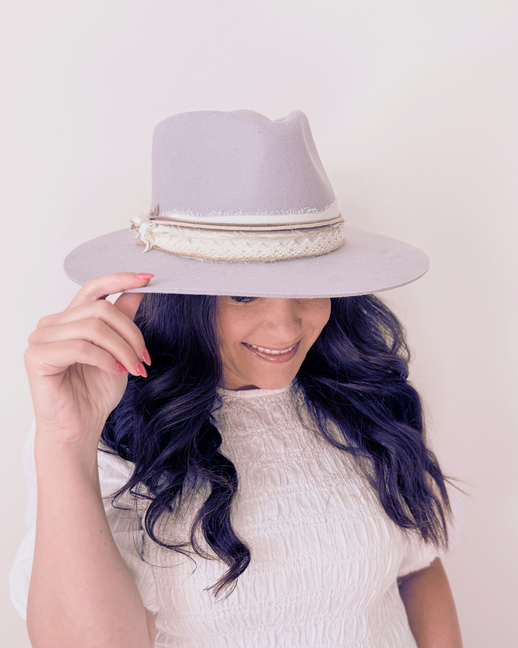 Ice Blue Grey 100% Wool Rancher Hat