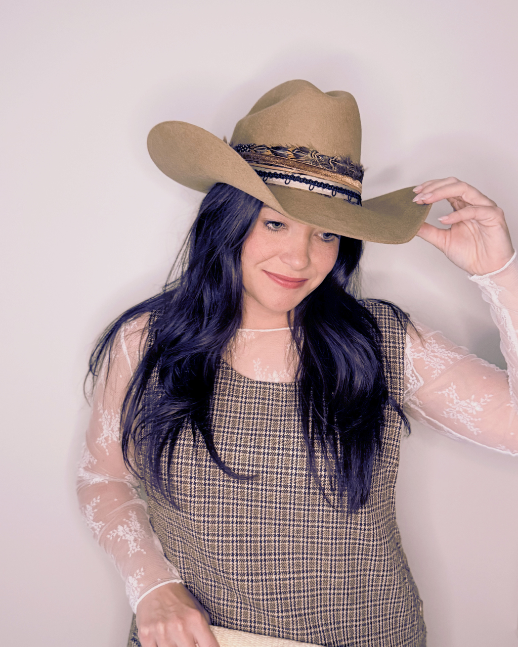 Safari Brown 100% Wool Felt Western Hat with Feather Band