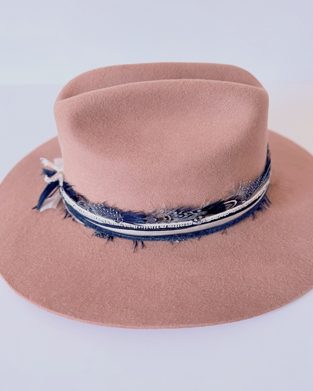 Camel 100% Wool Rancher Hat with Feather Band